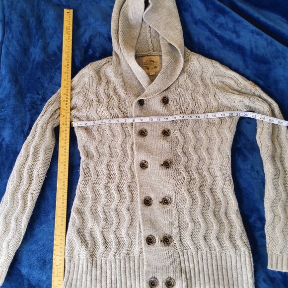 Diesel Femme Chunky Cable Knit Hooded Cardigan Button Sweater Neutral Size XL - Picture 6 of 11